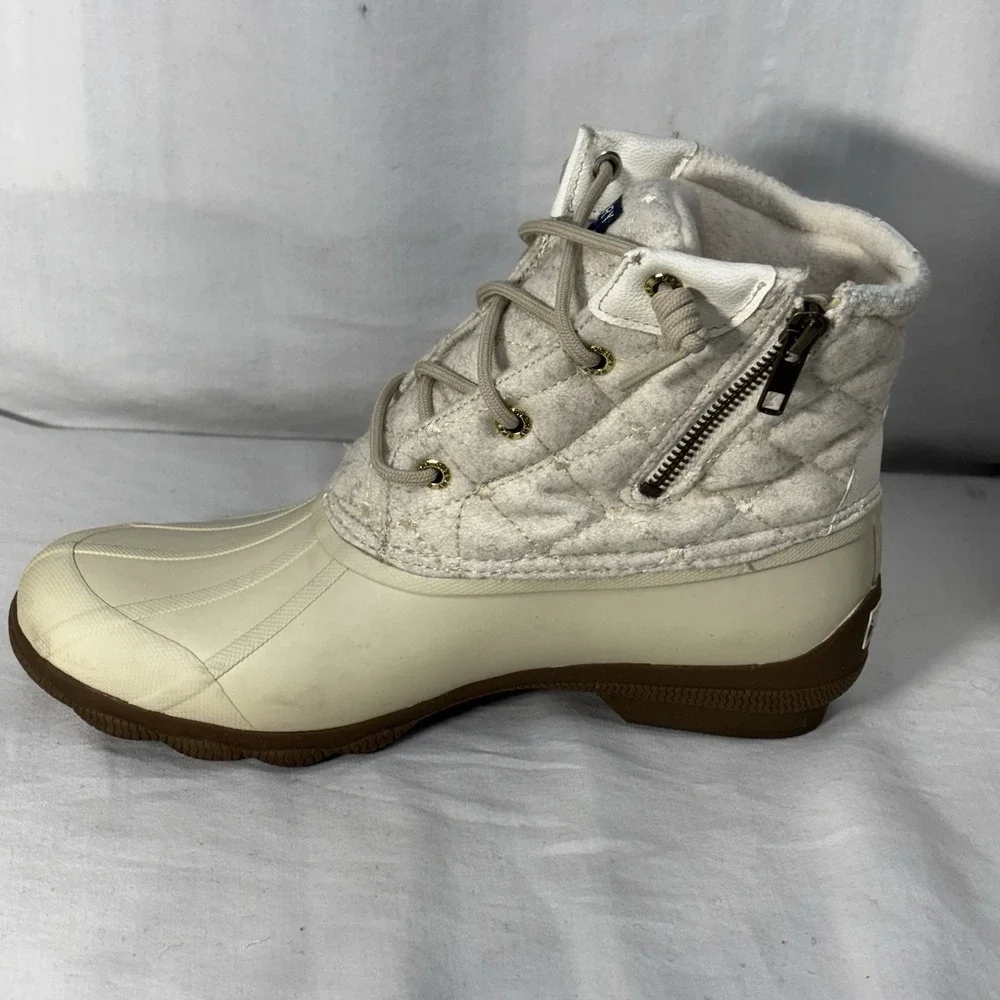 Sperry Women's Syren‎ Gulf Wool Quilt Duck Boots Waterproof Ivory Size 8 M - Picture 3 of 16